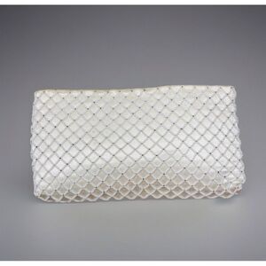 Vintage Richere Clutch White Ivory Seed Beaded Evening Bag‎ Purse Bridal